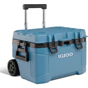 Igloo Trailmate 52Qt Wheeled Cooler, Insulated Hard Shell Ice Chest, Modern Blue