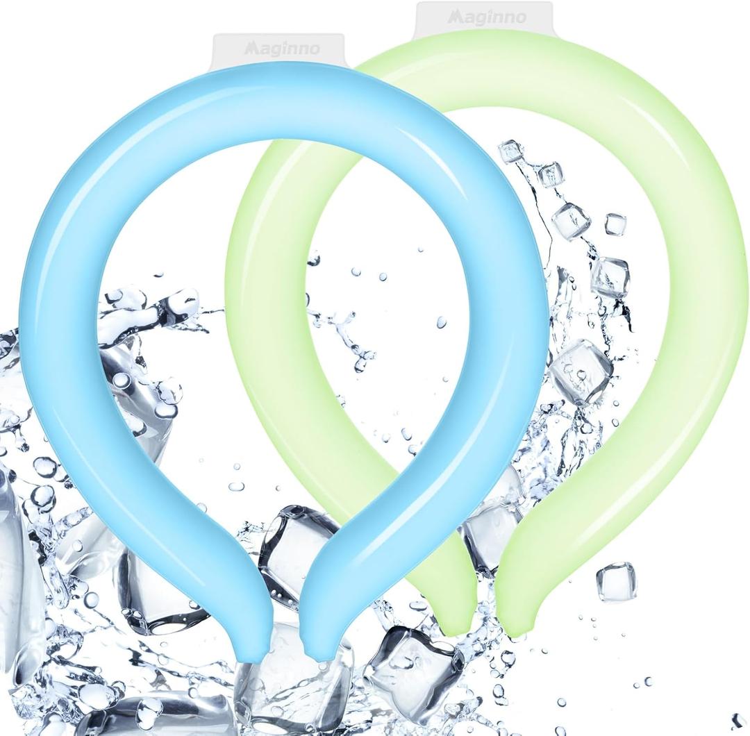 Neck Cooler, Wearable Cooling Tube Cool Neck Wraps for Extremely Hot Weather & Summer Heat, Hands Free Cold Ice Pack Gel for Outdoor Workers, Sports, Relief for Hot Flashes or Fever (2 Pack-bluegreen)