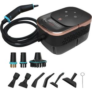 2500W Handheld Steam Cleaner,10 Accessories with 8 Adjustable Pressures for Tile/Grease/Carpet, 45oz Large Tank Chemical Free Cleaning, Portable Multi-Surface Steamer for Home Cars Kitchens(Gold)