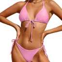 Bikinis Swimsuit Set for Women Swimwear Triangle Bathing Suit Tie String Thong (Medium, Pink-2)