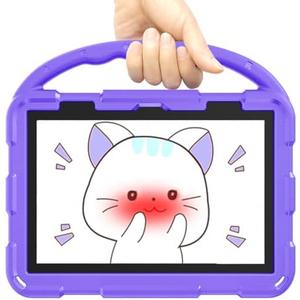 Fire HD 8 Tablet Case for Kids(2024/ 2022/ 2020 Release, 12th/ 10th Generation), Incompatible with iPad Samsung, Shock Proof Friendly, 360 Rotating Grip Stand, Portable Handle Kid-Proof Case (Purple)