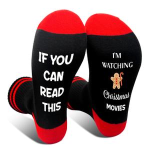 HMJKL Christmas Socks Gifts For Man Woman, I'm Watching Christmas Movies Socks, Christmas Gifts For Friend Sister Family Coworker, Winter Holiday Must Haves -49 (Black)