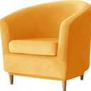 Deisy Dee 2 Piece Velvet Club Chair Slipcover Stretch Barrel Chair Covers Accent Chair Cover Removable Couch Furniture Protector Arm Chair Cover for Living Room (Yellow)