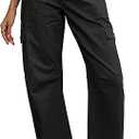 Eddoyee Barrel Jeans Women Cargo Ankle Pants Casual Wide Leg Baggy Denim Pants High Waist Trousers Stretchy with 6 Pockets, Size: M