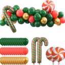 69 Pcs Christmas Balloon Garland Arch Kit - Vintage Red Green Gold Metallic Latex Balloons, Candy foil Balloons Arch for Xmas Party Decorations, Harvest Festival, Birthday, Entryways