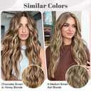 ALXNAN Clip in Long Wavy Hair Extension 24 Inch Chocolate Brown to Honey Blonde Hair Extensions 4PCS Thick Hairpieces Fiber Double Weft Hair for Women