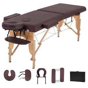 BestMassage Massage Bed Portable Folding Massage Table 24" Wide,Brown
