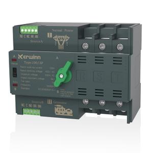 Mini ATS Automatic Transfer Switch 100 amp Manual Transfer Switch Power Transfer Switch 220V Dual Power Electrical Selector Switches DIN Rail Mount3P