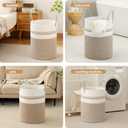 Laundry Basket Hamper Tall Rope Storage Woven for Blanket toys Dirty Clothes in Living Room Bathroom Bedroom (Brown&White, 100L/26.4Gal)