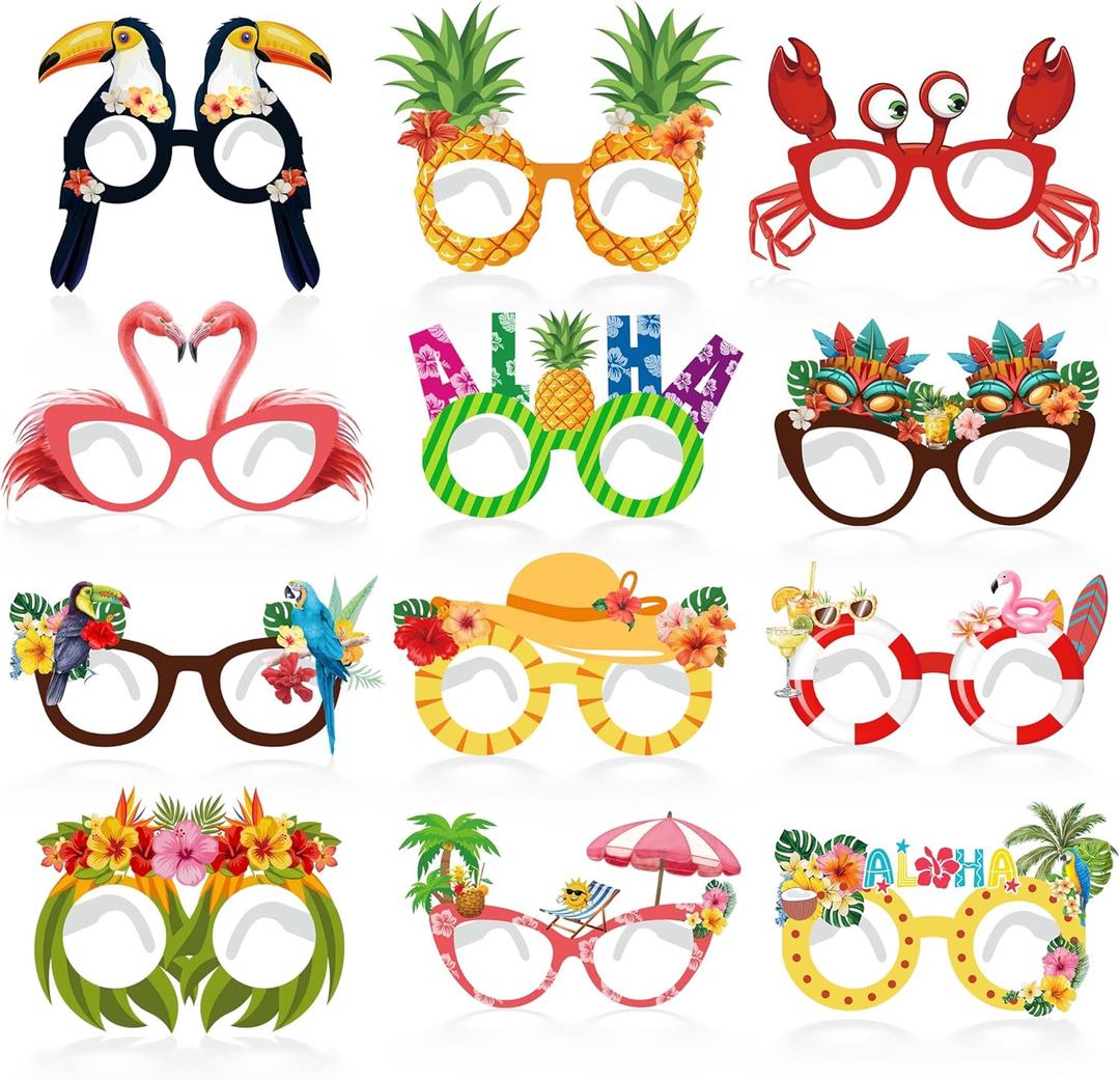 2 x jenlion 36Pcs Party Decorations Paper Glasses,Sunglasses Photo Booth Props,Party Favors for Adults Kids (Summer Luau)