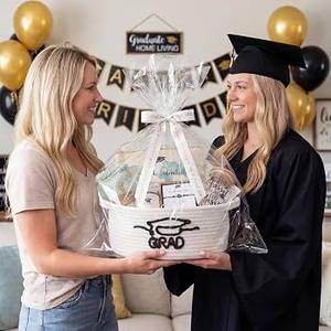 Zopeal 2026 Graduation Gift Basket Set for Her, Personalized Grad Gifts with Candle, Mug, Wine Glass, Jewelry, Socks & Banner, College High School Nursing Master Phd Graduation Gifts(White)