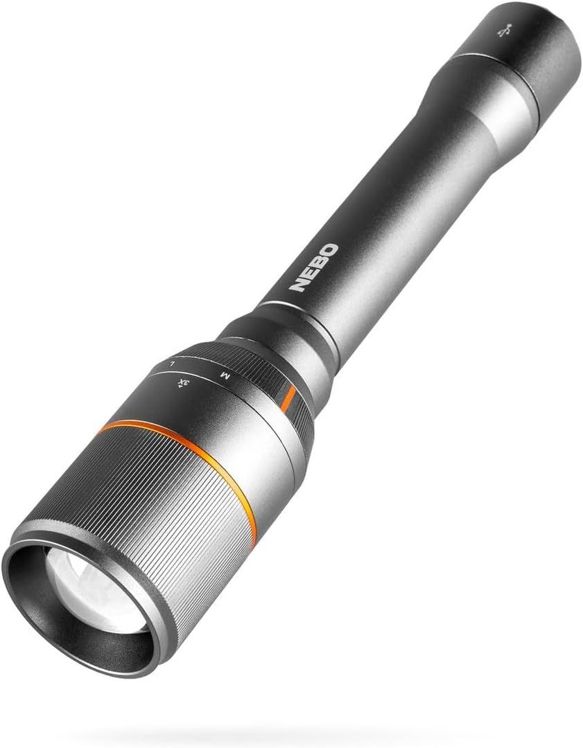 NEBO DAVINCI 5000 Flashlight & Portable Charger | 5000 Lumens, 4 Light Modes, Rechargeable, Waterproof Handheld Flashlight for Camping & Hunting, USB Power Bank, 3X Zoom, Includes Charging Cable