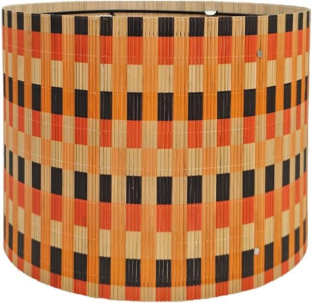 Modern Translucent Barrel bamboo lamp shade Art decorative with Colorful Minimalist geometric style ideal for living room bederoom Table Floor Lamp easy assemble size 11.8x9Inch (Colorful Grid)