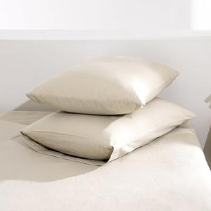 TUMEI 100% Linen Pillow Case Queen, Set of 2 Queen Size Linen Bed Pillow Cases Pillow Shams Cover Washed Solid Color Natural Flax Soft Breathable (25.98"×20.08")