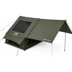 4-6P Inflatable Camping Tent with Canopy Water-Resistant Stove Jack AC Port Air Beam Cabin Tent,Easy Pump Setup,Windproof Air Frame, 2 Room Design,Mesh Windows,Stargazing Skylight,PU2000+,UPF50, 165"L x 118"W x 79"H