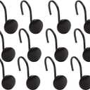BINO | Shower Curtain Hooks - Matte Black- Set of 12 | Hooks Shower Curtain | Shower Curtain Rings Hooks | Rust Proof Shower Curtain Hooks | Bathroom Shower Hooks for Curtain | Bathroom Essentials