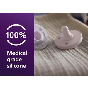 Philips Avent Soothie Baby Pacifiers - 100% Silicone Pacifiers for Babies 3-18 Months, One-Piece Design, BPA-Free, Extra Durable, Lilac and Pink, 2 Pack, Model SCF192/70