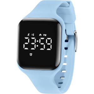 Kids Watches for Girls Boys Digital Sport Watch with Step Counter Pedometer Vibration Alarm Clock, No App Waterproof Fitness Tracker Kids Watch Boys Girls Teens Students Ages 5-16 (007-E-SkyBlue)