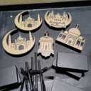 Briwooody 6 Pcs Ramadan Decorations Eid Mubarak Wooden Sign Set Moon Star Shape Tall Standing Islamic Ramadan Table Centerpiece Tabletop Decor Farmhouse Wood Block for Muslim Party Home Decorations