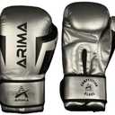 Arima Boxing Gloves - Premium PU Leather, Heavyweight - Ideal for Boxing, Kickboxing, Muay Thai & Fitness Training - Silver, 12 oz.