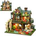 ISSEVE DIY Miniature House Kit, Tiny House Dollhouse Kit for Adults, Mini House Building Kits, Miniature Kit Adult Craft Diorama Kit Home Bookshelf Decoration, Gifts for Birthday (Fairy Garden House)