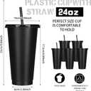 Bokon 100 Sets Tumbler with Straw and Lid Bulk 24 oz Reusable Plastic Cups with Lids and Straws Water Bottle Travel Mug Cup Tumblers Bulk for Cold Hot Drinks Parties Birthdays Adults(Black)