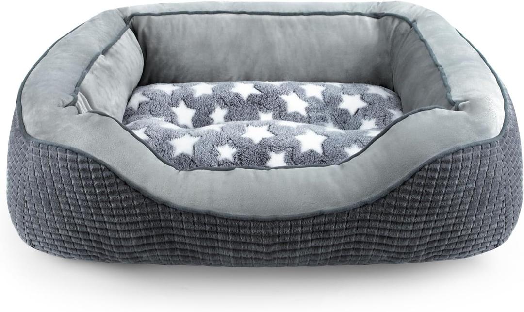 SIWA MARY Dog Beds for Small Medium Large Dogs & Cats. Washable Pet Bed, Orthopedic Dog Sofa Bed, Soft Calming Sleeping Warming Puppy Bed (Star-Grey, Small-(20x 19x 6))