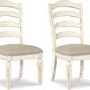Signature Design by Ashley Realyn Dining Room Upholstered Chair 2 Count, Antique White
