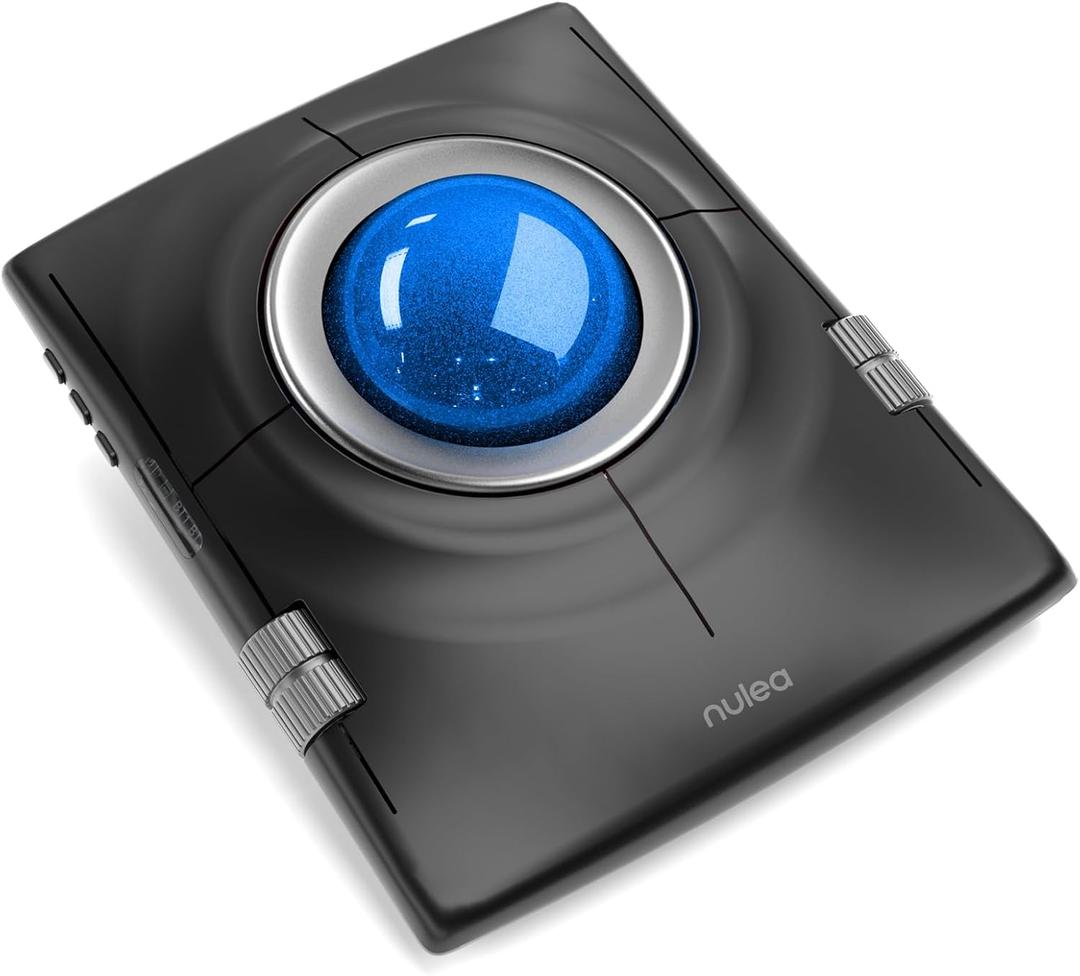 Nulea M512 Wireless Trackball Mouse, Ergonomic 55mm Trackball, 4 Level Adjustable DPI for Precise Control, Left or Right Hand Compatible, Rechargeable, Multi-Device Bluetooth & 2.4GHz for PC, Laptop