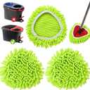 3 Pack Chenille Mop Head Replacements: Compatible with Ocedar Easywring 1 Tank System - Microfiber Spin Mop Refill Accessories - Reusable for Floor Cleaning Green