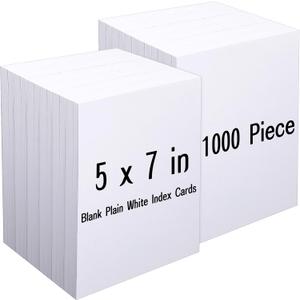 Yexiya 1000 Pieces 5 x 7 Cardstock Index Cards Blank White Index Cards Bulk, 180 Gsm Postcards Stock Printer Paper for Invitations, Photo Paper