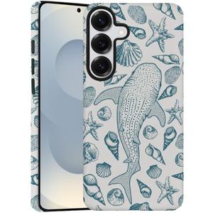 DAIZAG Case for Samsung Galaxy S25,Beach Seashell Whale Ocean Aesthetic Phone Case Durable Frosted Double-Layer Protection Cover for Women Girl