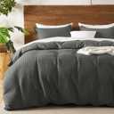 David's Home Waffle Weave Duvet Cover Set Queen Size,Soft Breathable 3 Pcs Comforter Cover Set with 2 Pillowcases,Textured Home Decor Bedding Set Cozy for All Seasons,Grey 90"90",No Comforter