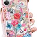 OOK Case for iPhone 16 [Compatible with MagSafe], Luxury Gilded 3D Textured Pink Coastal Beach Ocean Sea Shell Floral Collage Frosted Shockproof for Women Girls Magnetic Phone Cover