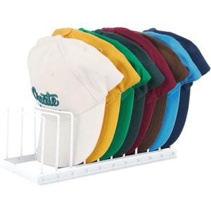 Hat Organizer for Baseball Caps, Hat Stand for 10 Baseball Caps Display and Organizer, Hat Rack, Caps Storage Holder for Bedroom, Closet, Dresser, Office - Easy to Install and Grab (White)