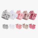 BQUBO Newborn Baby Girls Hats Mittens Set Hospital Hat Beanie Infant Bow Hats Baby Cotton Gloves for 0-6 Months