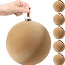 Weysat 6 Pcs 8 Inch Giant Velvet Christmas Ball Ornaments, Soft Khaki