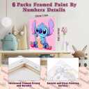 CraftyTime 6 Pack Cartoon Paint by Numbers Kits for Kids with Framed Canvas Paint by Number for Kids Ages 4-8-12, DIY Easy Acrylic Oil Painting Kits for Home Wall Decor (8X8inch)