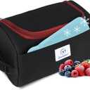 Genteen Small Cooler Bag with Ice Packs,Freezable Lunch Bag/Snack Bag,Small Insulated Bag Reusable Lunch Bag Kids with Zip Closure & Buckle Handle for Travel/School/Work,Black