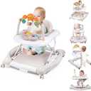 Boyro Baby Baby Walker, 5-in-1 Baby Walkers for Boys and Girls 6-12 Months with Bouncer, Removable Footrest, Feeding Tray & Music, Foldable & Adjustable Activity Walker for 6-18 Months Toddler Infant
