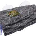 Turtle Basking Platform,Fish Tank Aquarium Tortoise Climbing Platform with 3 pcs Suction Cups,Float Resting Terrace for Frogs, Terrapins(Artificial Bark,Rock) (Grey)