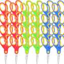 24 Pces Safety Kids Scissors Bulk 5 Inches Student Bulk Tip Scissor with Comfort Grip Multiple Colors Kid Scissors for School Classroom Home Paper Cutting Craft Art Supplies