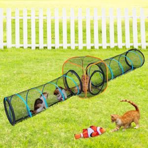 Cat Play Tunnel + Cube(with Three Ways) for Indoor and Outdoor, Kitty Play House, Cat Enclosures, Collapsible Kitty Tent, Kitten Toys Easy to Connect with Kitty Tent2 Tunnels + Cube