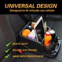Big Plastic Console for Cars, Trucks, Minivans, SUVs with 2 Adjustable Drink Cup Holders Phone Book Holder, Back Bench and Front Seat or Floor Middle Console Universal Vehicle Organizer Black