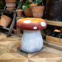 Mushroom Resin Statue Stool Over Sized Sculpture Courtyard Lawn Pond Ornament Garden Outdoor Patio Stool Decoration Red 13.3'' High