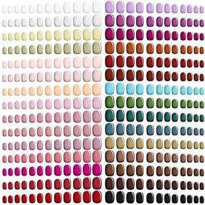 Honoson 720 Pieces Short False Nails Medium Square Artificial Fake Nails Full Cover Fingernails Coffin Press on Nails Glossy False Nails Tips for Women Girls DIY Nail(Elegant Colors)