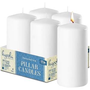 Hyoola White Pillar Candles 2-inch x 4-inch - Unscented Pillar Candles - Set of 4 - European Made