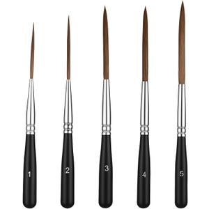 5 Pcs Pinstriping Brush Long Liner Brushes Detail Paint Brushes Fine Point Tip Pinstriping Scroll Outlining Brush for Artists Watercolor Acrylic Painting Marking Outlining Filling Creating Edge size12345