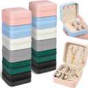 Prasacco 12 Pcs Travel Jewelry Case Bridesmaid Gifts Box PU Leather Small Travel Jewelry Box Mini Jewelry-Organizer for Earrings Rings Necklaces Women Girls Bridesmaid Proposal Gifts, 6 Colors