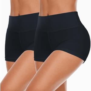FULLSOFT 2 Pack High Waist 3" Biker Shorts Women - Tummy Control Spandex Athletic Shorts for Workout,Yoga,Dance,Volleyball, S-M